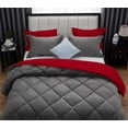 thumbnail image 6 of D.N.G. BEDDINGS 5 Piece Luxury Reversible Diamond Pattern Comforter Set Premium Super Soft, All Season 800 TC, 100% Egyptian Cotton Twin/Twin XL Size Dark Grey/Red Solid Color, 6 of 7