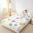 thumbnail image 4 of Manfei Cartoon Circular Queen Sheet Sets,Multicolor Polka Dots Flat Sheet,Yellow Green White Queen Fitted Sheet For Children,Breathable Home Decor,4pcs, 4 of 7
