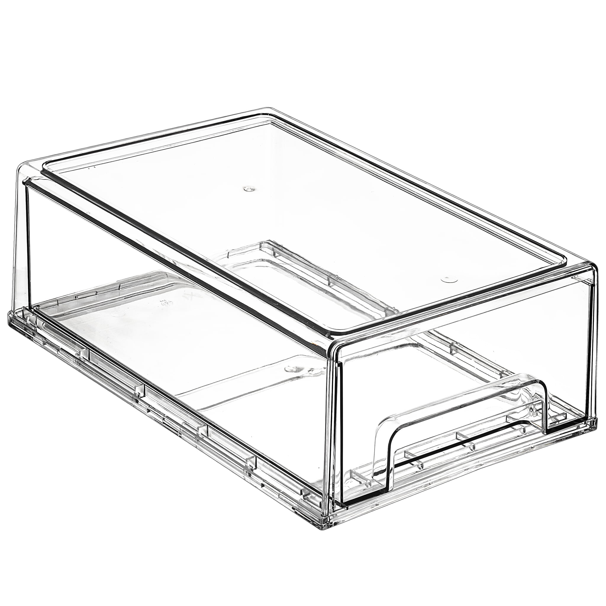 Mano 2PACK Stackable Refrigerator Drawers Pull Out Clear Fridge Drawer  Organizer Bins Divided Storage Box Plastic Food Containers Set for Pantry
