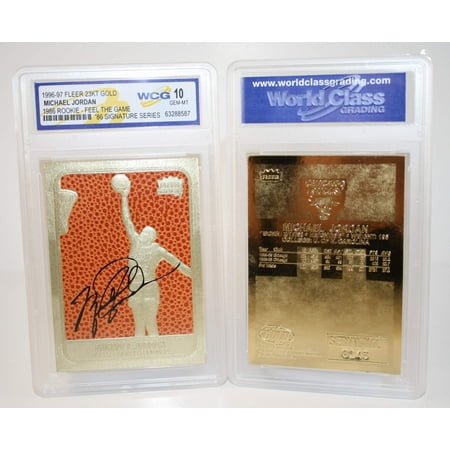 - MICHAEL JORDAN 1986 Fleer Feel The Game Signature 23KT Gold Card - GEM MINT 10