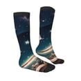 thumbnail image 2 of Zufioo Artistic Starry Sky Moon Book Print Long High Thigh Socks Knee-High Warm Stocking Women Boot Sock Leg Warmer High Socks for Daily Wear, Cosplay, 2 of 6