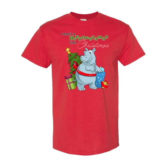 Inktastic I Want a Hippopotamus for Christmas T-Shirt