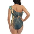 thumbnail image 5 of Gukieu Starry Sky Cloud Wolf Print One-shoulder Ruffled One-piece Swimsuit with Removable Chest Pads and Tummy-control Swimsuit for Women-Medium, 5 of 6