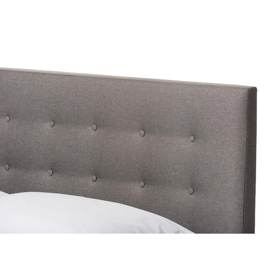 Baxton Studio Alinia Tufted Queen Panel Platform Bed in Gray
