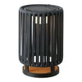 thumbnail image 2 of JONATHAN Y Sawara 12.5" Modern Minimalist Faux Rattan Integrated Indoor/Outdoor LED Solar Powered Lantern, Charcoal/Black, JYL2602A, 2 of 4