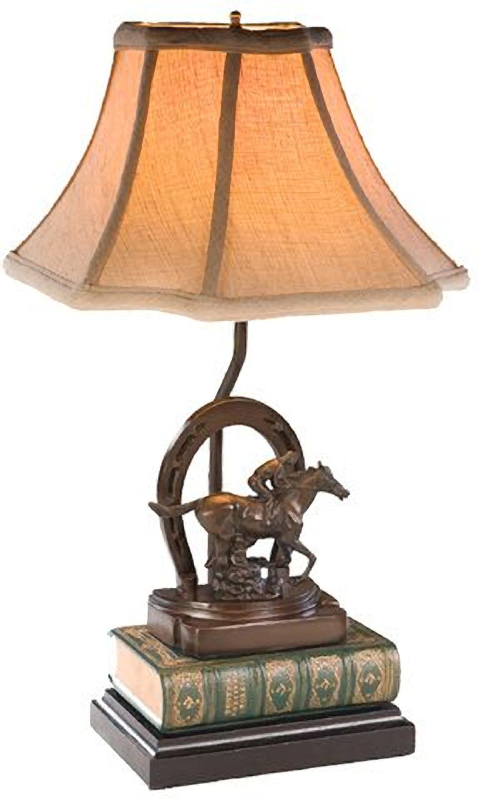 Table Lamp Horse Jockey Horseshoe Equestrian Photo Finish Hand Painted