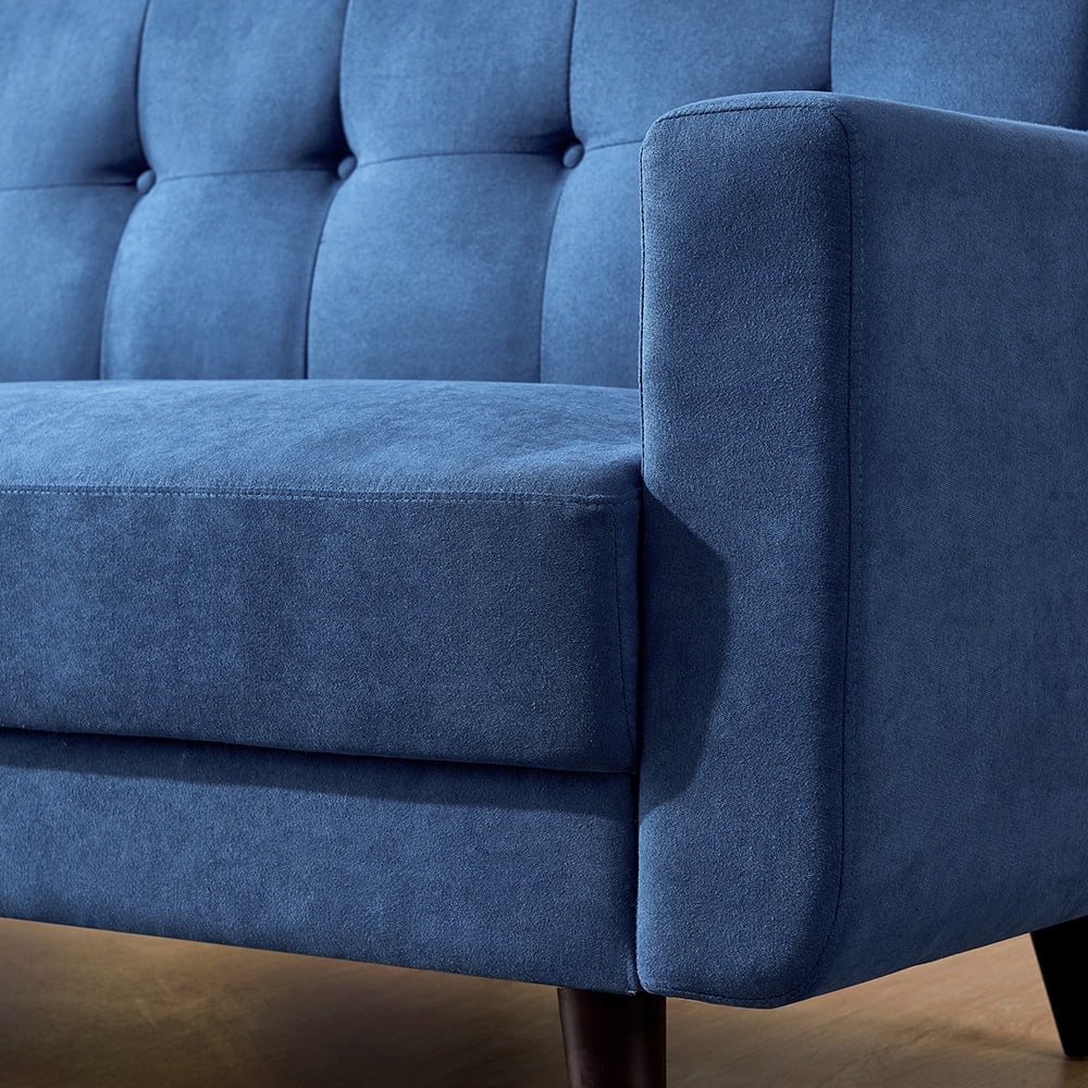 Kepooman 79" Mid-Century Modern Velvet Fabric Loveseat Sofa Couch Bed for Living Room, Bule Kepooman 79" Mid-Century Modern Velvet Fabric Loveseat Sofa Couch Bed for Living Room, Bule