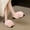 Pink, variant on Women's Plush Slides Fluffy Open Toe Slippers Fuzzy Non-Slip Outdoor Sandals Beige 5.5(36)