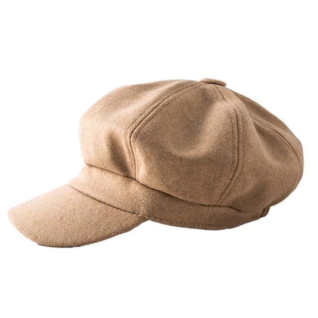 yingyy Peaked Caps Retro Fashion Breathable Woolen Octagonal Hats Beautiful Lines Easy Matching Sun for Visor Design Headgear Light Tan 1Set