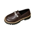 thumbnail image 2 of Miluxas Chunky Loafers for Women Platform Slip on Comfortable Dressy Shoes Platform Round Toe Loafers office Work Business Leather Shoes Brown 9.5(43), 2 of 9