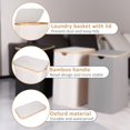 thumbnail image 4 of Cesta de lavandería con tapa de 150 litros, cesta grande con mango de bambú, organizador plegable para ropa sucia con 2 bolsas interiores extraíbles para ropa, juguetes, toallas, color beige, 4 of 17