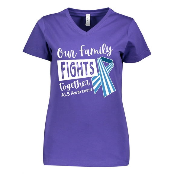 Inktastic Our Family Fights Together ALS Awareness Women's V-Neck T-Shirt