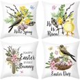 thumbnail image 1 of 4 fundas de almohada de conejo de Pascua de 18.0 x 18.0 in, fundas de almohada de huevos de conejo de Pascua, protector de cojín suave y cómodo, decoración de primavera, 1 of 5