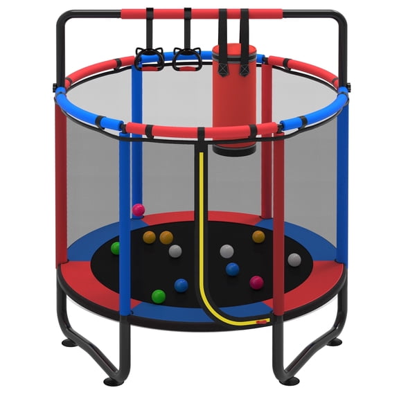 55" Kids Trampoline with Enclosure, SHINPT Indoor Outdoor Toddler Trampoline for Kids, Small indoor Trampoline for Toddlers, Mini Trampoline with Enclosure Net for Kids, Gift for Boys Girls Ages 3