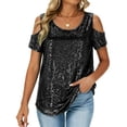 thumbnail image 6 of Juslio Plus Size Blouses for Women Short Sleeve Casual Solid Color V-Neck Shirts Tops L, 6 of 7