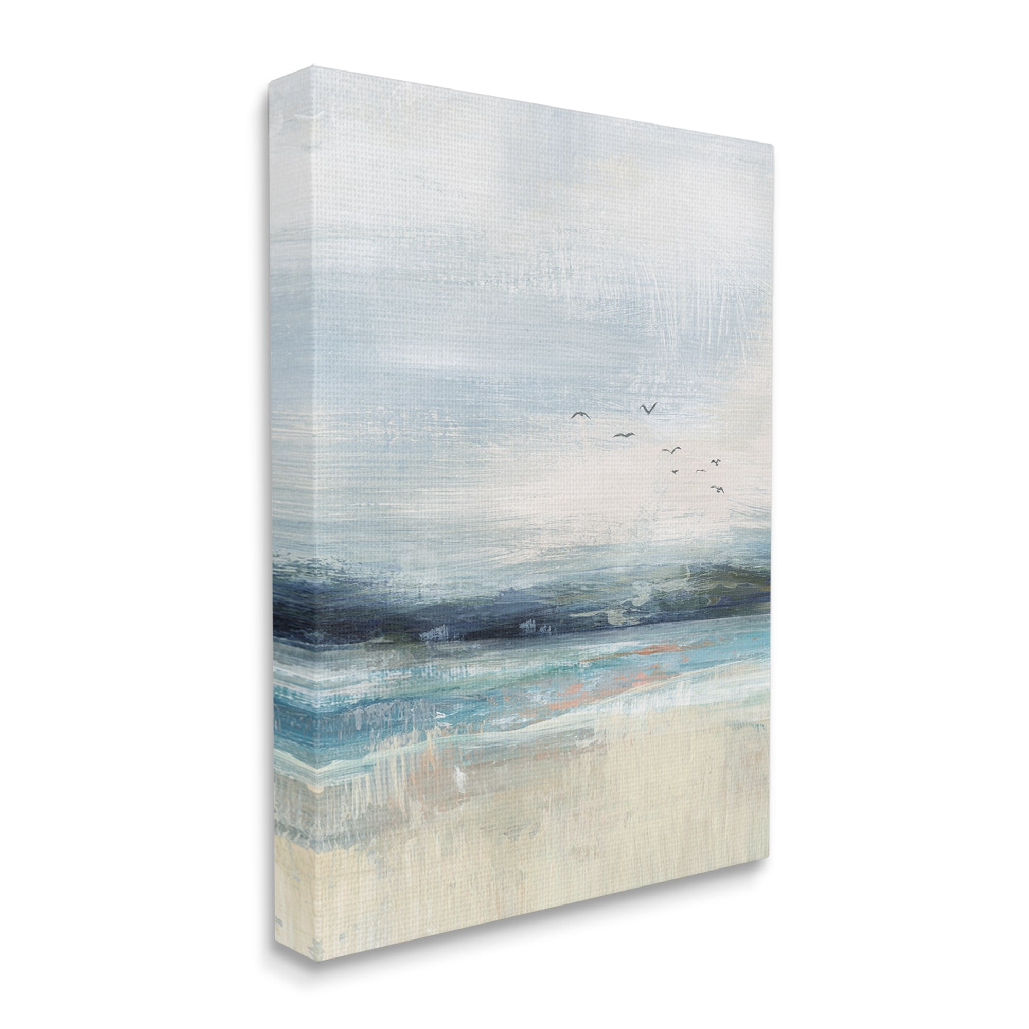 Stupell Brushed Ocean Seagulls Landscape Landscape Painting Gallery Wrapped Canvas Print Wall Art