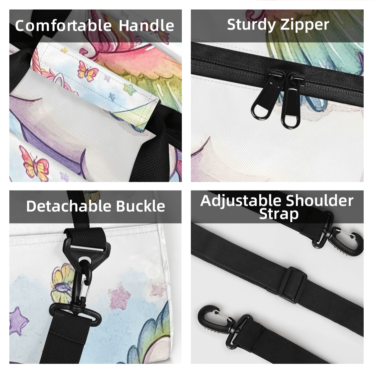 Herdesigns Animal Sports Duffle Bags Travel Duffle Bag Gym Bag Cute Unicorn Weekender Travel Bag Waterproof Overnight Bag Carry On Travel Tote Bag Dance Bags