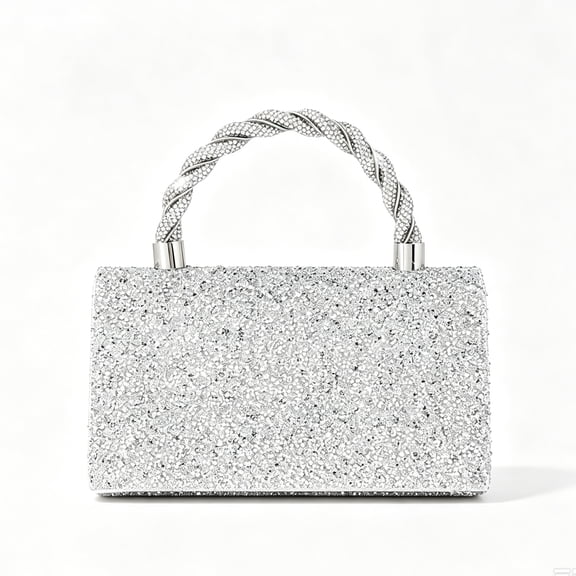 Women's Gold Rhinestone Evening Clutch Bag, Crystal Top Handle Purse, Sparkly Formal Wedding Handbag