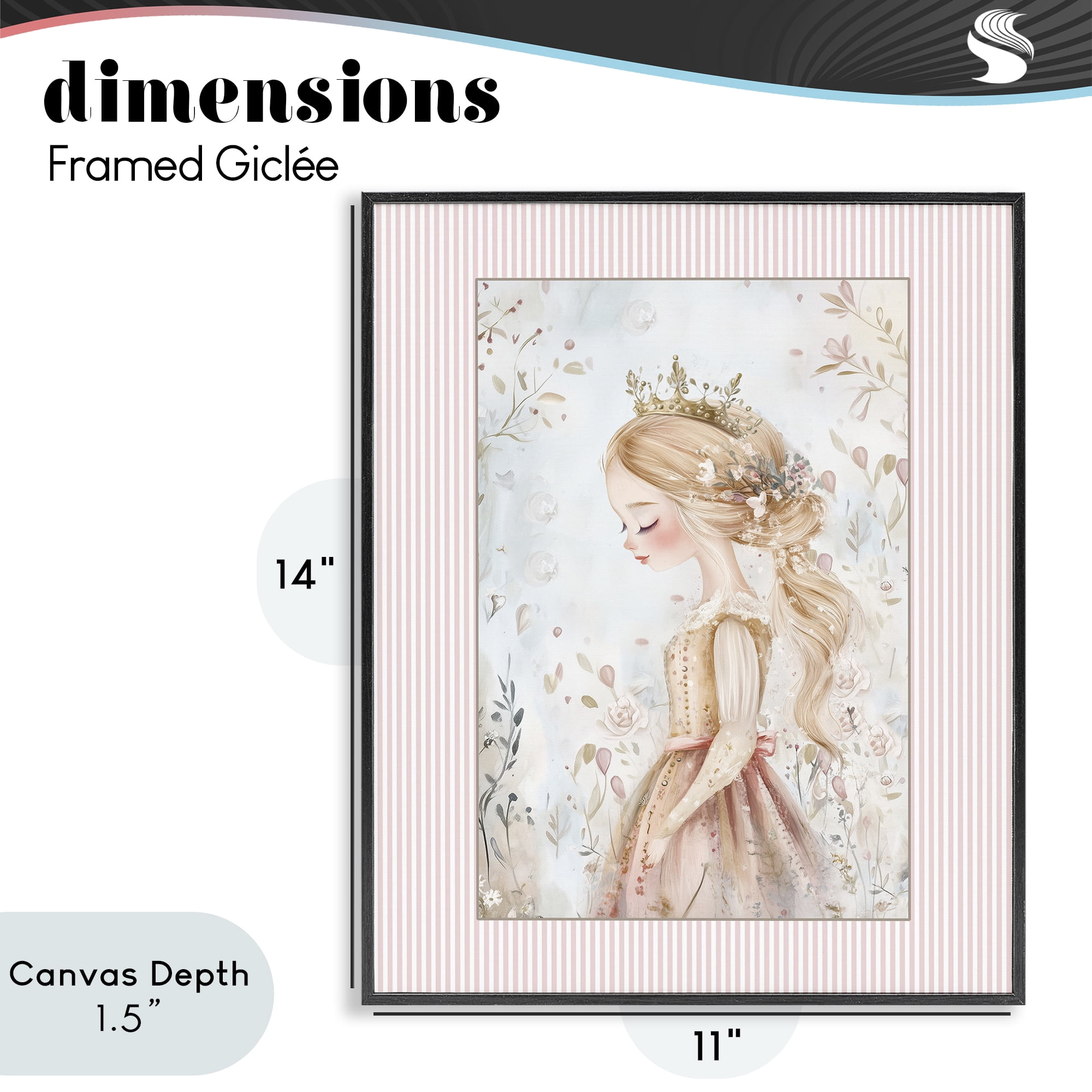 Stupell Industries Enchanted Dreams Princess Black Framed Giclee Art, design by Christine Simpson Art