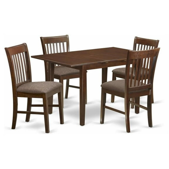 Atlin Designs 5-piece Wood Dining Set with Fabric Seat in Mahogany