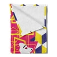 thumbnail image 2 of Cover Girl Abstract Soft Flannel Fleece Throw Blanket, Big Hair Happy Woman Cubes Geometric Graphic, Cozy Plush for Indoor and Outdoor Use, 50" x 60", Violet Blue Hot Pink, by Ambesonne, 2 of 5