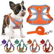 Deago No Pull Dog Harness and Leash Set Soft Suede Pet Harness Reflective Adjustable Puppy Vest for Small Medium Dogs (Purple, S)