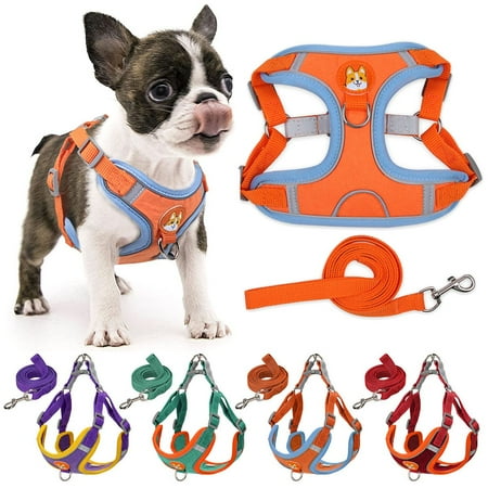 UPC: 0840271568300 | Deago No Pull Dog Harness and Leash Set Soft Suede Pet Harness Reflective Adjustable Puppy Vest for Small Medium Dogs (Red XL)