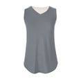 thumbnail image 4 of Amzcrzy Women's Summer Plus Size Tops Solid Color Sleeveless Tunic Tops to Wear with Leggings V-Neck T-Shirt Flowy Tank Top Casual Loose Blouse Shirt, 4 of 7
