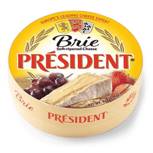 (6 Pack)President Brie Rind Cheese, 8 oz.
