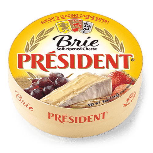 (6 Pack)President Brie Rind Cheese, 8 oz.