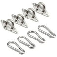 thumbnail image 2 of 4PCS Stainless Steel Pad Eye Plates & 4PCS Carabiner Clips – Wall Mount U-Shape Hooks for Marine Hardware, 2 of 7