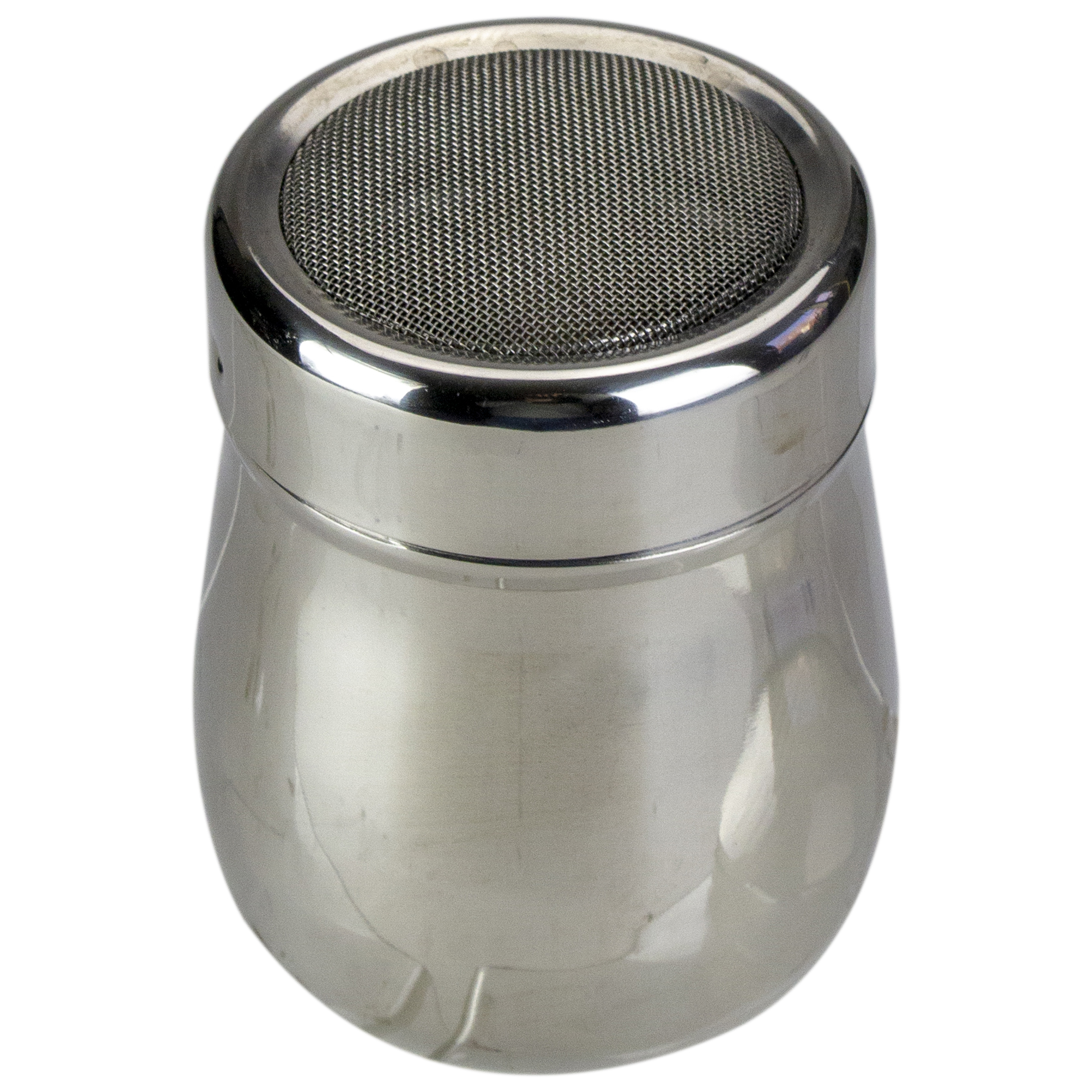 4.5" Silver Round Metal Mesh Sugar Shaker with Lid