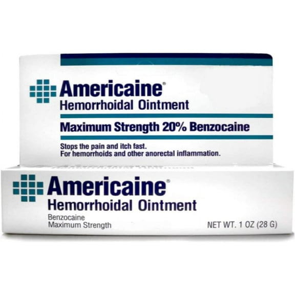 Americaine Hemorrhoidal Ointment Maximum Strength 20% Benzocaine 1 oz ( Pack of 5)