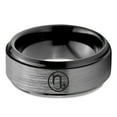 thumbnail image 2 of Tungsten Horoscope Capricorn Band Ring 8mm Men Women Comfort Fit Black Step Bevel Edge Brushed Gray Polished, 2 of 4
