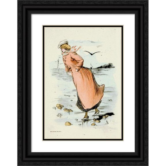 Henri Boutet 18x24 Black Ornate Framed Double Matted Museum Art Print Titled: 1988 Nineteenth Century Female Modes (1908)