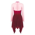 thumbnail image 5 of Kaerm Women Long Sleeve Gradient Color Rhinestone Figure Skating Dress Burgundy S, 5 of 6