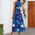 thumbnail image 5 of Women's Elegant Sleeveless Dress with Patriotic Print, V-Neck Loose Fit Design, Long Casual Sundress for Summer Outings,Blue L, 5 of 5