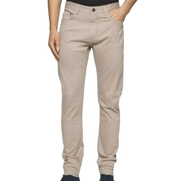 NEW Beige Mens Size 36X32 Solid Slim Straight Leg Jeans