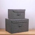 thumbnail image 4 of UKAP Contenedores de almacenamiento de tela para el hogar plegables con tapas de manijas Caja plegable Organizador de contenedores de lino, 4 of 5