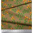 thumbnail image 2 of Soimoi Cotton Voile Fabric Flower & Leaves Watercolor Fabric Prints by Yard 42 Inch Wide, 2 of 3