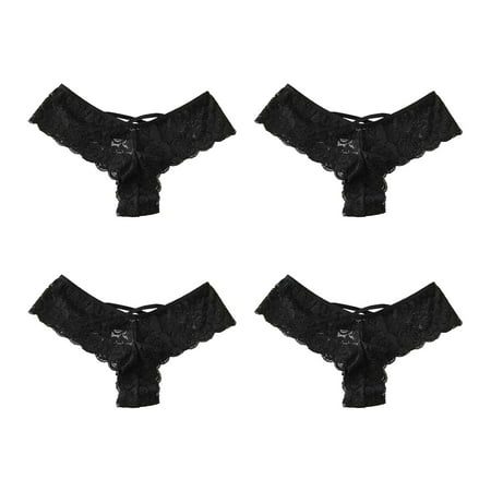 Blphud Panties Womens Lace Panties Bikini Womens Seamless Lace Underwear Short Lingerie Thong Panties Packs Seamless plus Size Underwear for Women Black L