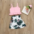 thumbnail image 2 of Baby Girls Rainforest Clothes Set Sleeveless Solid Color Button Camisole + High Waist Flamingo Shorts Kids 2Pcs Summer Outfits 2-7 Years, 2 of 10