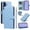 Blue, variant on For Samsung Galaxy A37 5G Wallet Grid Texture Magnetic Flip Cover Card Holder & Bills Slot, Soft PU Leather Magnetic For Women Wallet Case With Detachable Shoulder Strap And Wrist Strap,Beige