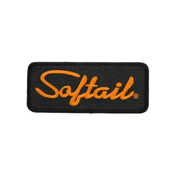 Harley-Davidson 4.125 in Embroidered Softail Emblem Sew-On Patch - Black/Orange, Harley Davidson