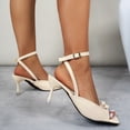 thumbnail image 5 of Miluxas Kitten Heel Sandals Stiletto Low Heels Slip On Slides Sandal Square Open Toe Dress Shoes for Women Beige 9(42), 5 of 8