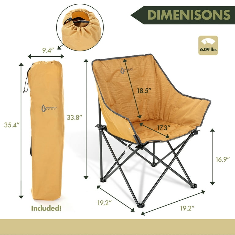 ARROWHEAD OUTDOOR Portable Folding Camping Quad Bucket Chair Compact Heavy Duty Steel Frame Supports up to 250lbs Includes Carrying Bag