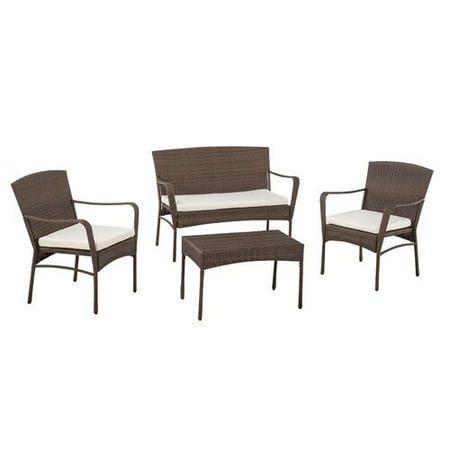 Wrought Iron Patio Sofa Wrought Studio Gosport Simplicity Outdoor Garden 4 Piece Sofa Seating Group with Cushions ()