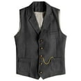 thumbnail image 2 of BVOFAR Men's Tweed Suit Vest Herringbone Wool Blend Waistcoats Retro Button Up V Neck Vests Wedding Groomsman Waistcoat Black S, 2 of 7