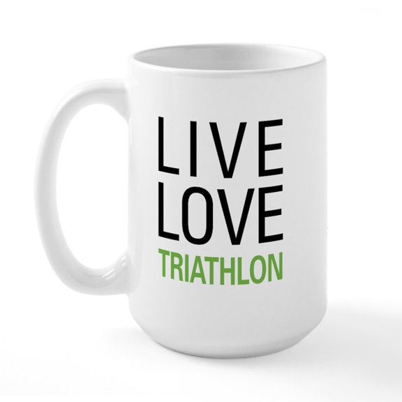 CafePress - Live Love Triathlon Large Mug - 15 oz Ceramic Large White Novelty Mug