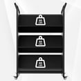 thumbnail image 4 of Garvee 3-Tier Rolling Book Cart on Wheels, V-Shaped Storage Bookshelf with Side Hooks for Library, School, Home, Black, 4 of 8